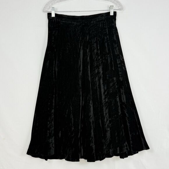 Vintage Saint Laurent Rive Gauche Crushed Velvet Midi Skirt 44 L Made in France - Picture 5 of 16